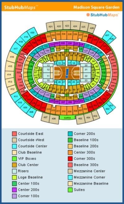 New York Knicks Tickets Schedule 2019 2020 Msg Seating Chart