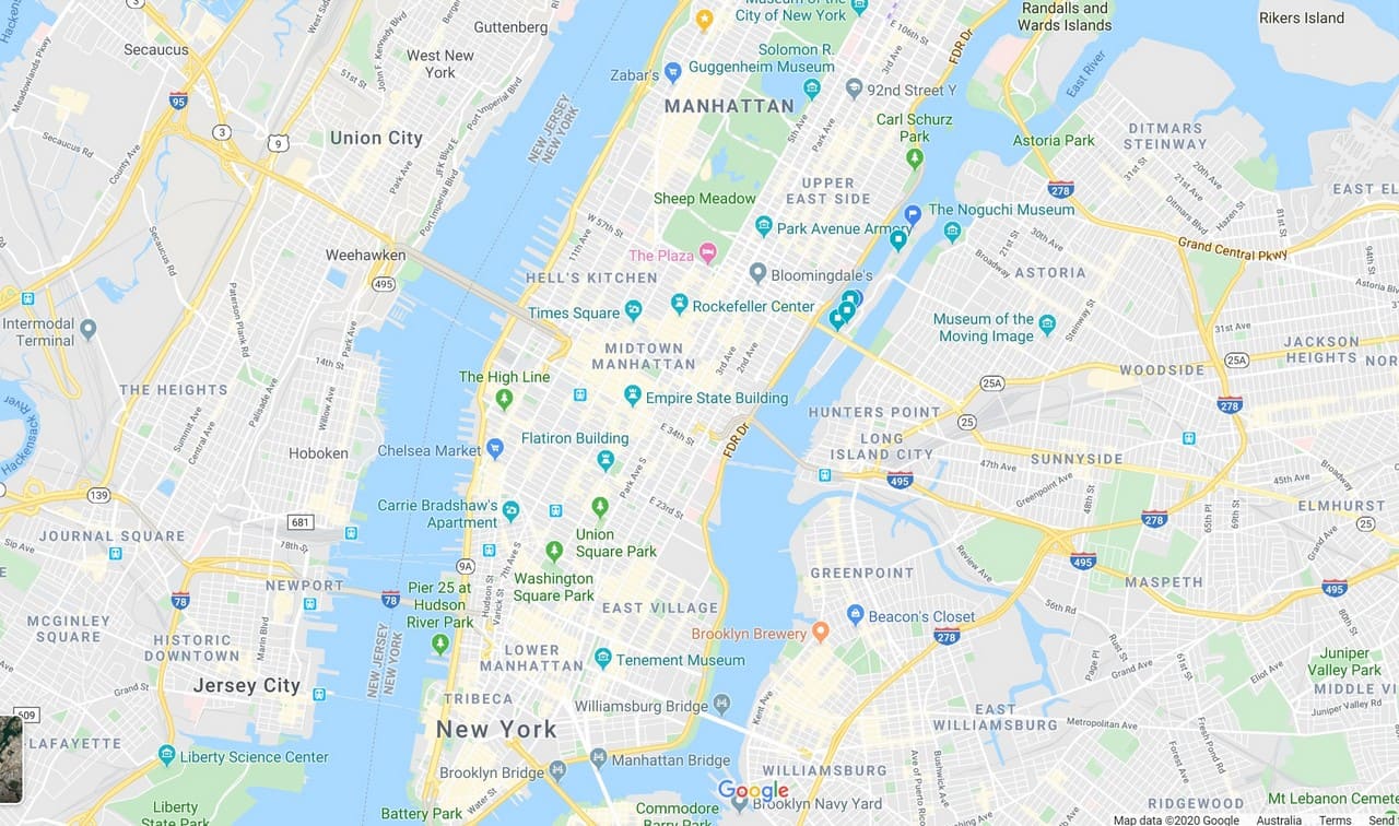 New York City Street Map Free Nyc Subway Tourist Neighborhood