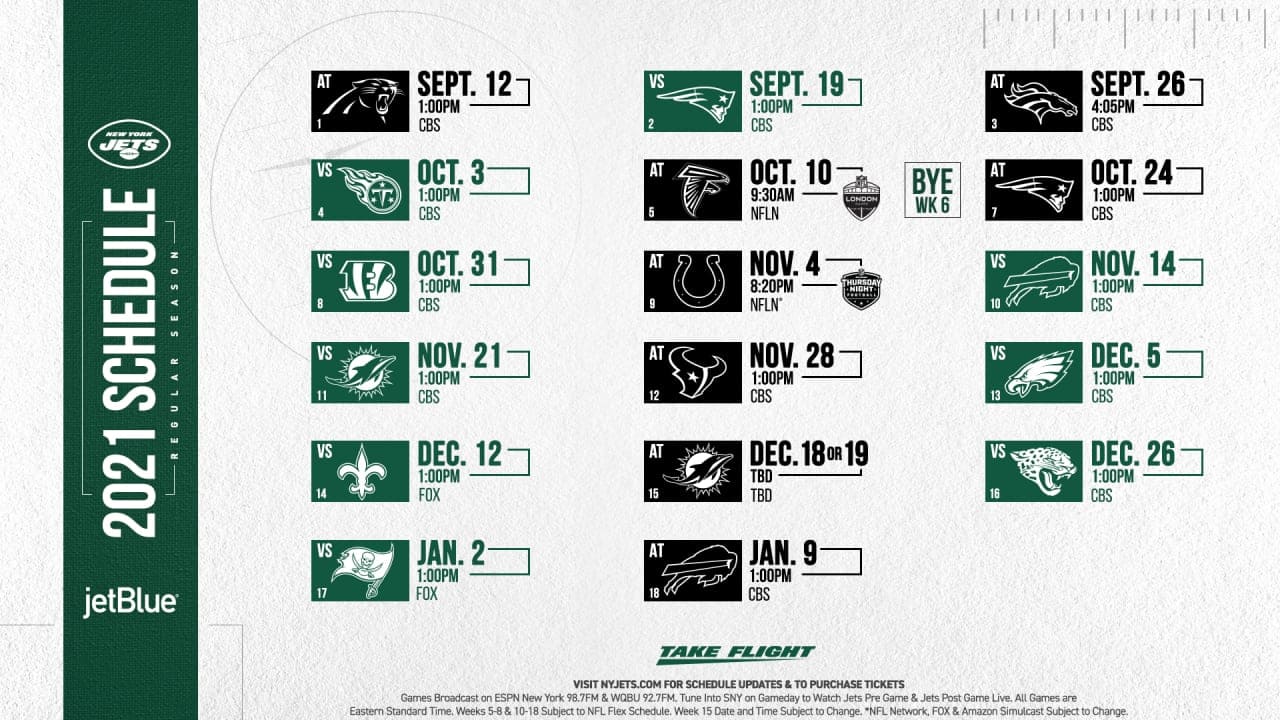 New York Jets Schedule 2021 New York Jets Schedule 2021