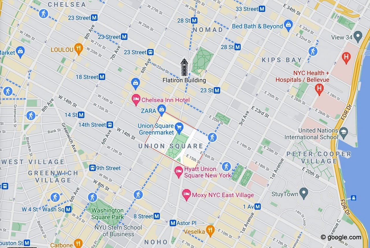 Union Square, Flatiron, NoMad Neighborhoods Map Union Square, Flatiron, NoMad Neighborhoods Map