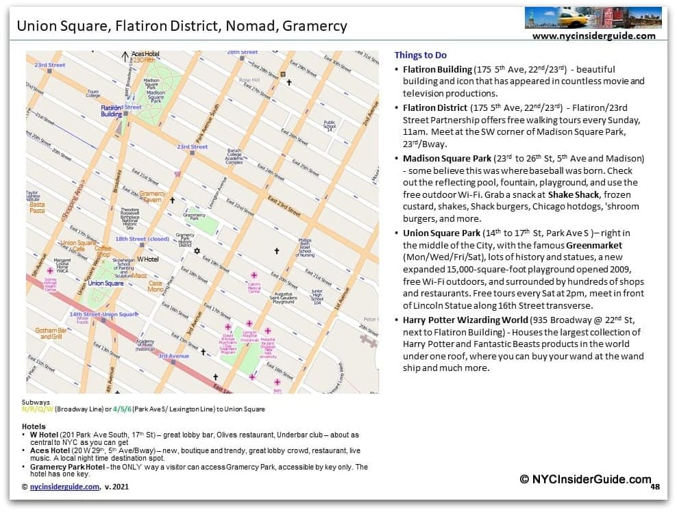 Union Square Flatiron NYC Printable Map Union Square Flatiron NYC Printable Map